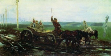  Corte Peintre - sous escorte sur la route boueuse 1876 Ilya Repin
